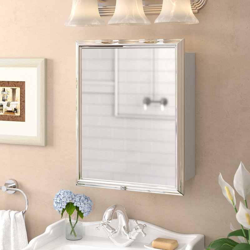 Charlton Home Callimont 15" x 19.25" Recessed Framed Medicine Cabinet ...